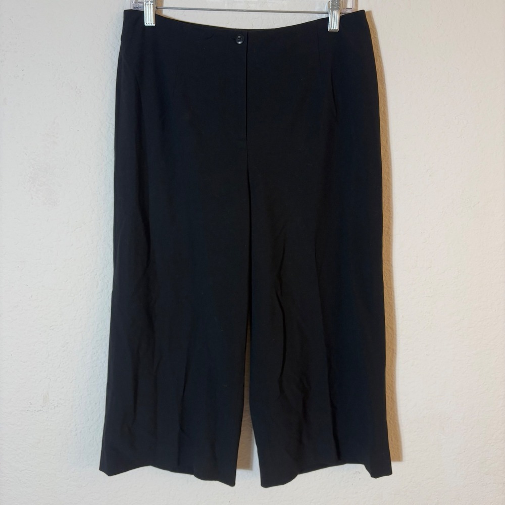 Talbots Wide Leg Culotte Pants Size 10P Black Stretch